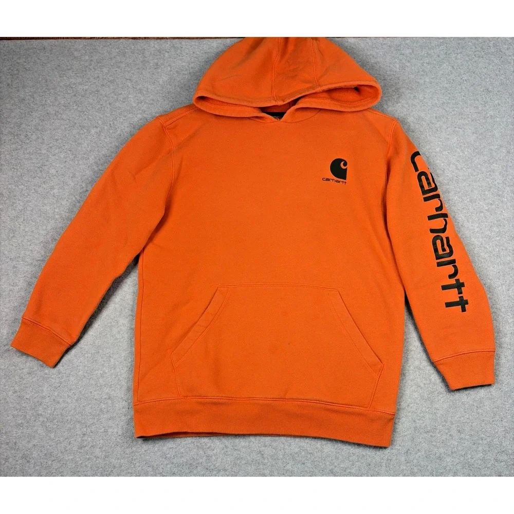 Carhartt Long Sleeve Hooded Sweatshirt in Orange - Youth (14/16) L - Well Loved